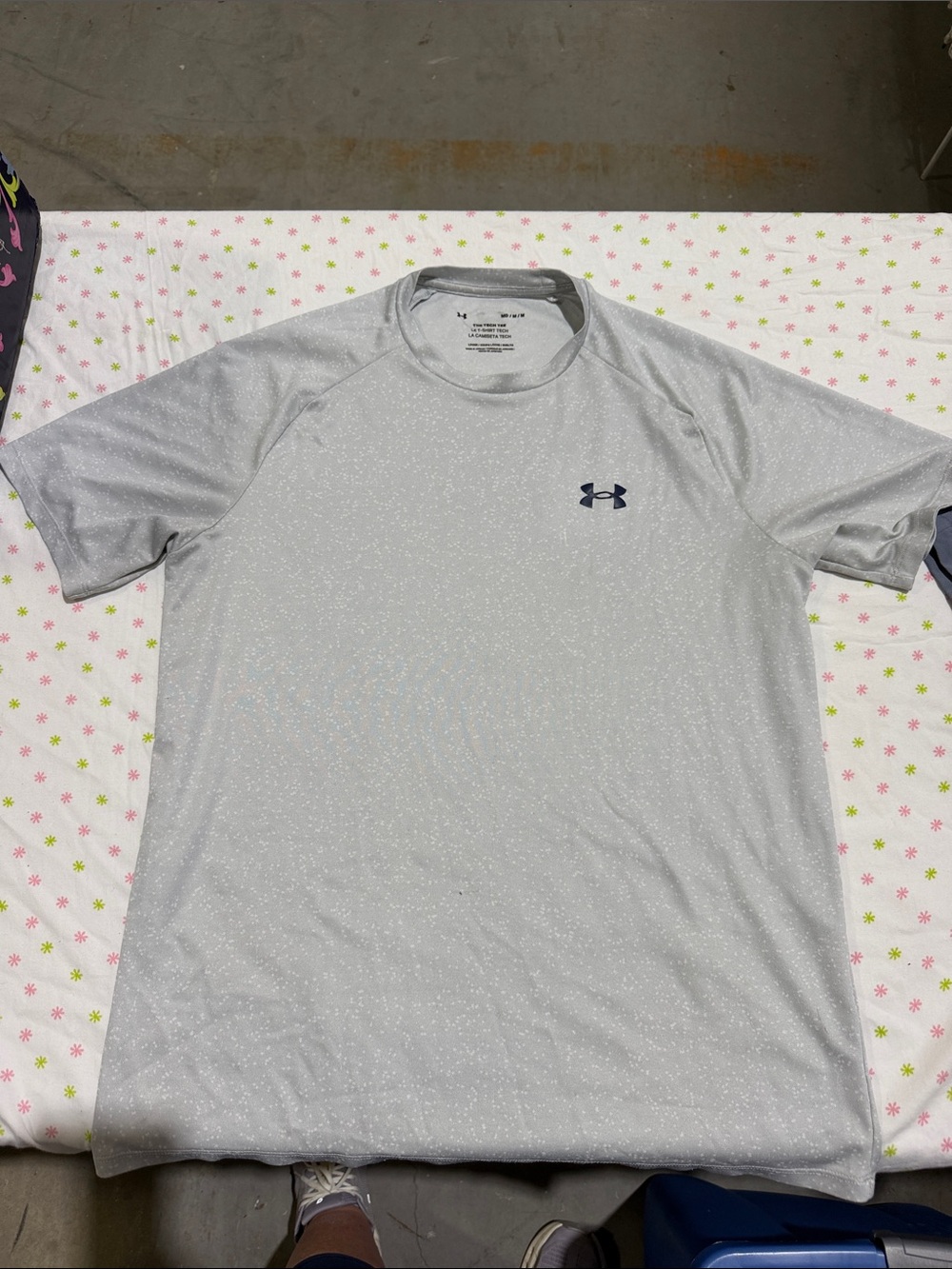 Under Armour Light Gray Short Sleeve Performance Tee with Navy Logo